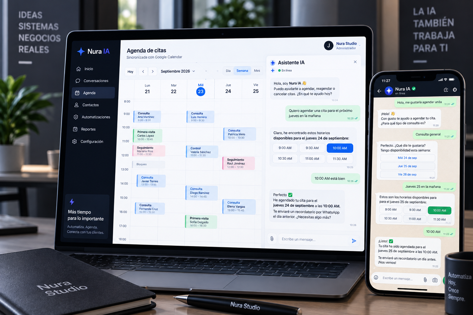 Nura IA: agenda y chat de WhatsApp automatizado